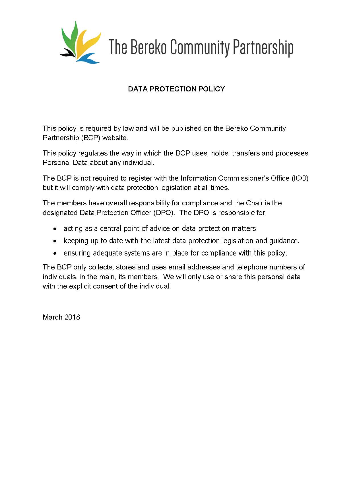 BCP GDPR policy